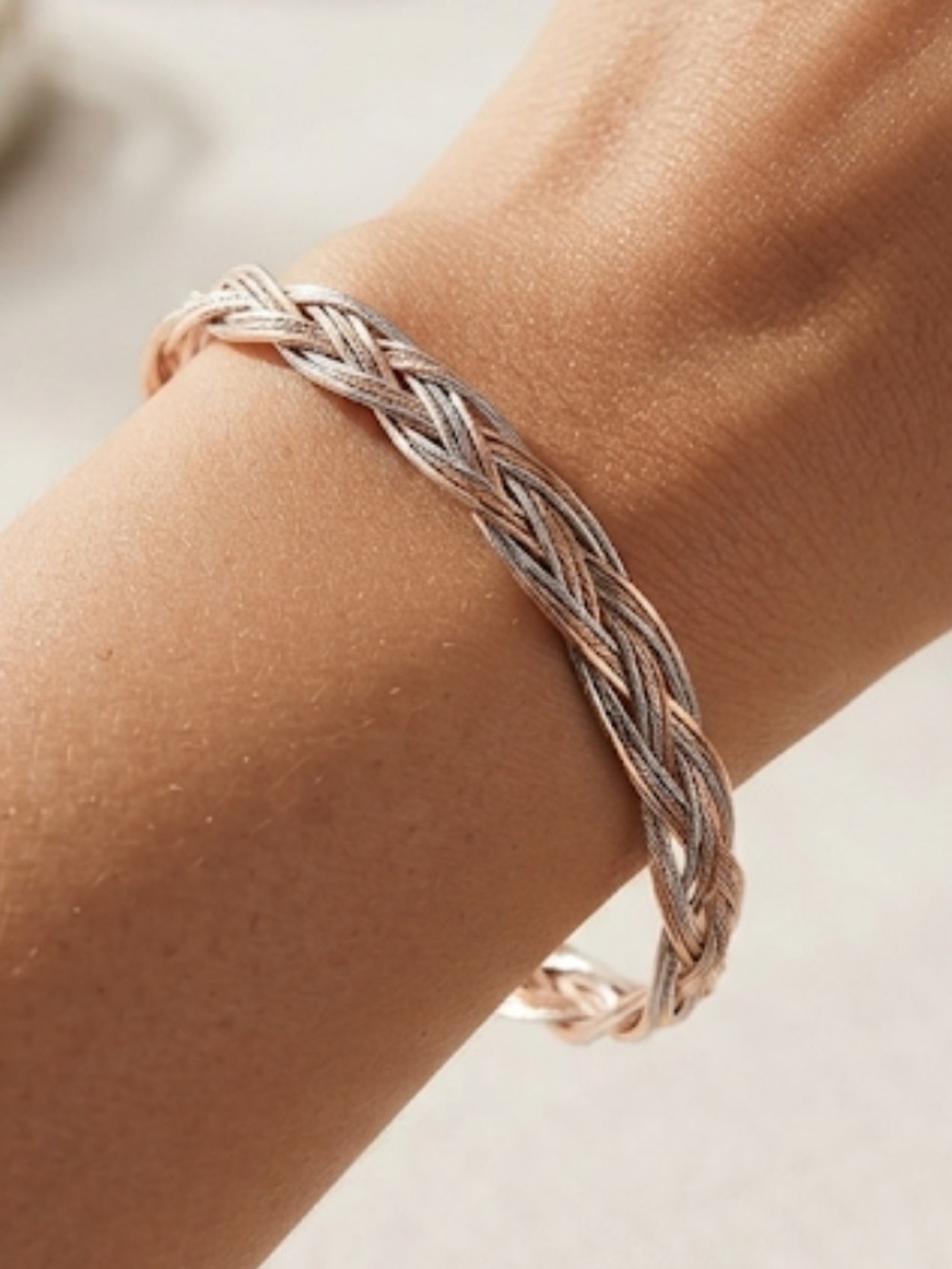 Elegant Braided Rose Gold Bracelet
